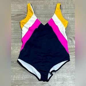 Boden Women's One Piece Swimsuit - Yellow, Pink, and Navy